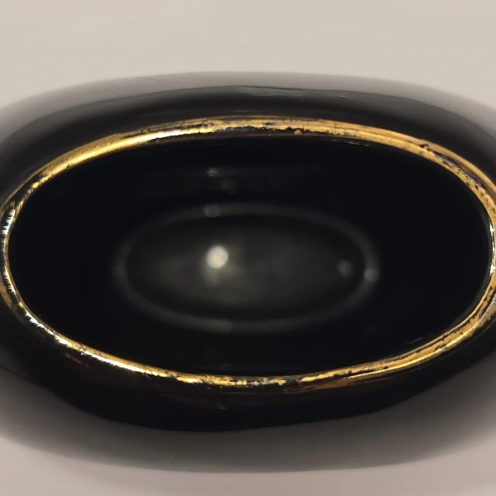 The Art Of Chokin 24k Gold Edged Black Vase With Peacock Design Made In Japan